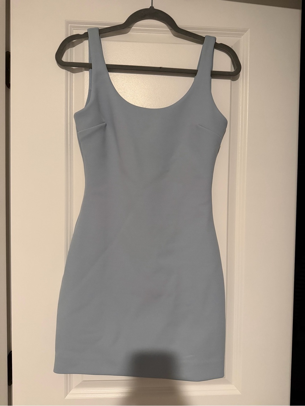 Babaton Powder Blue Scoop Neck Mini Dress